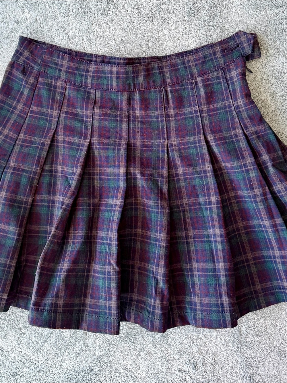 American Eagle Outfitters Navy and Green Plaid Pleated Mini Skirt 06